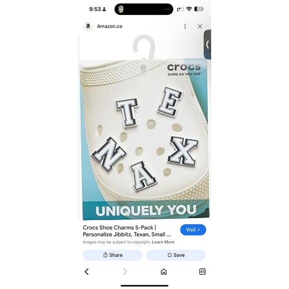 Crocs Jibbitz Texan Charms for Shoes NWT 5 Pack Letters - Picture 3 of 5
